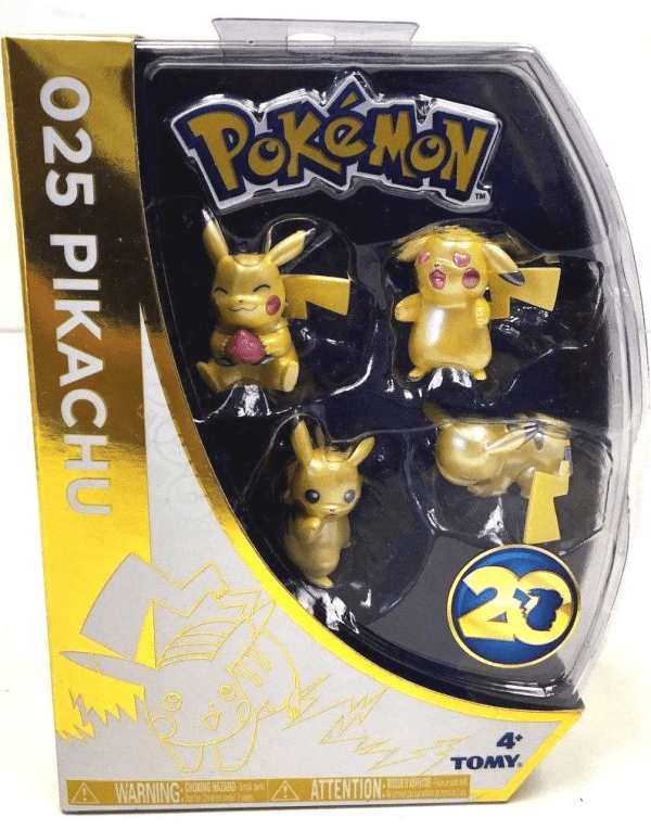 Pokemon 20th Anniversary Pikachu 4 Figure Limited Edition Metallic