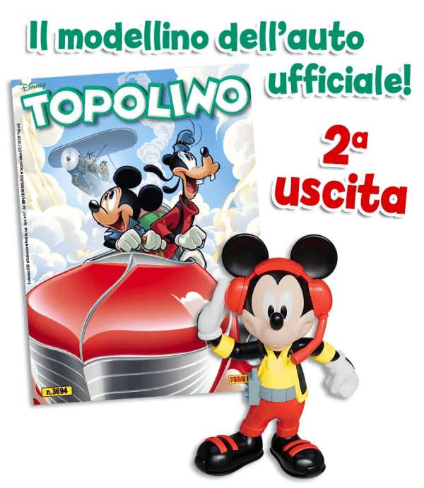 Topolino 3694 Con modellino auto Disney x Formula 1 Parte 2 - Parti auto + Volume Topolino Team Manager Kimi Paperelli