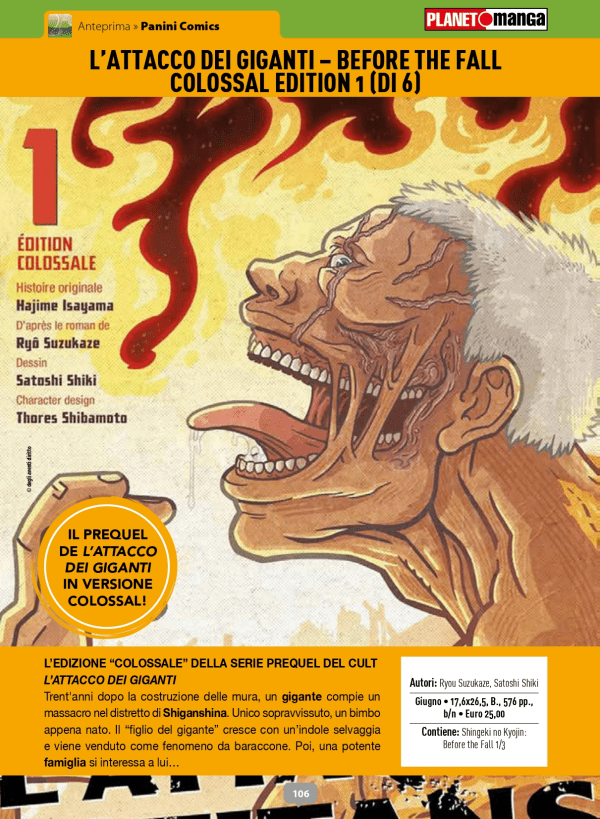 L'Attacco Dei Giganti Before The Fall Colossal Edition 1 