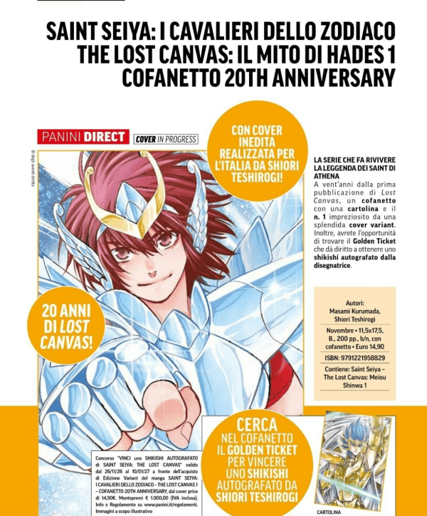 Saint Seiya I Cavalieri Dello Zodiaco The Lost Canvas Il Mito Di Ade 1 Cofanetto 20th Anniversary Con Variant + Cartolina 